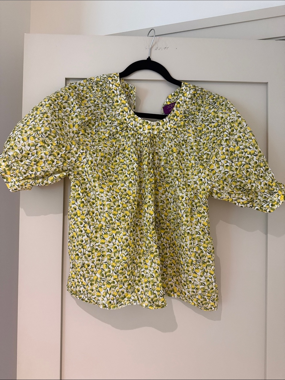J Crew High-neck puff-sleeve top in Liberty® Eliza's Yellow fabric